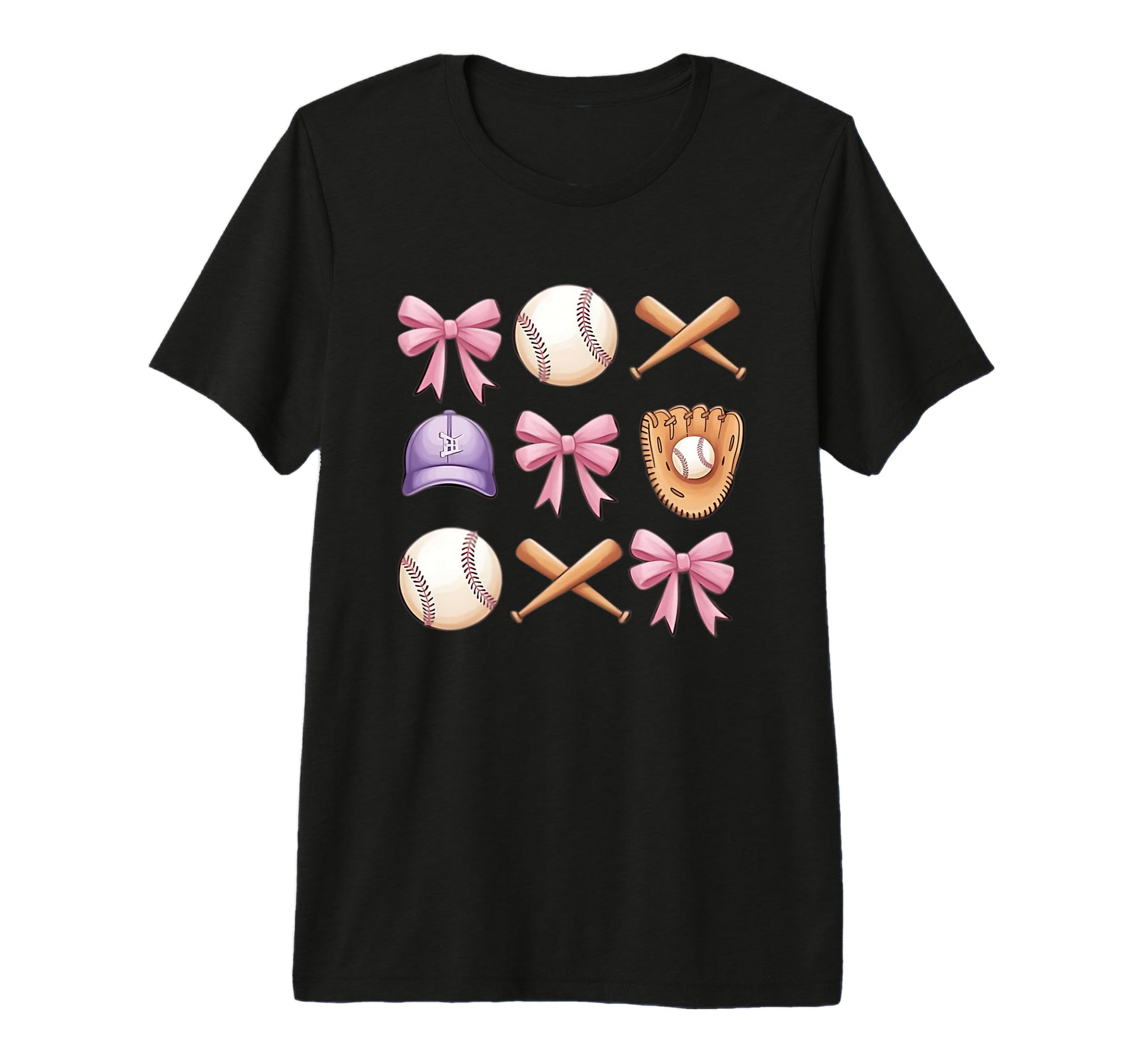 Baseball Coquette Bow Mom Sister Tri T-Shirt - Graphic Print Men Women - T-Shirt, Sweatshirt, Hoodie