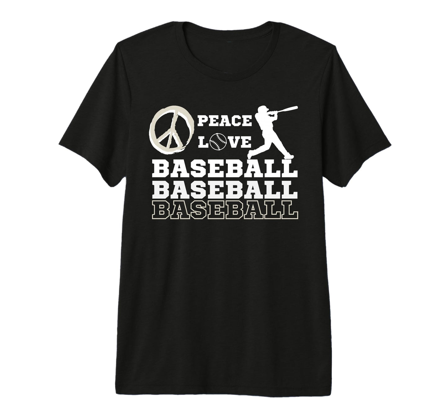 Peace Love Baseball Fans Baseball Tri Blend T-Shirt - Graphic Print Unisex - T-Shirt, Sweatshirt, Hoodie