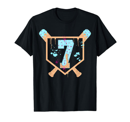 Baseball 7 Year Old Ice Cream Drip 7Th T-Shirt - Unique Graphic Unisex - T-Shirt, Sweatshirt, Hoodie