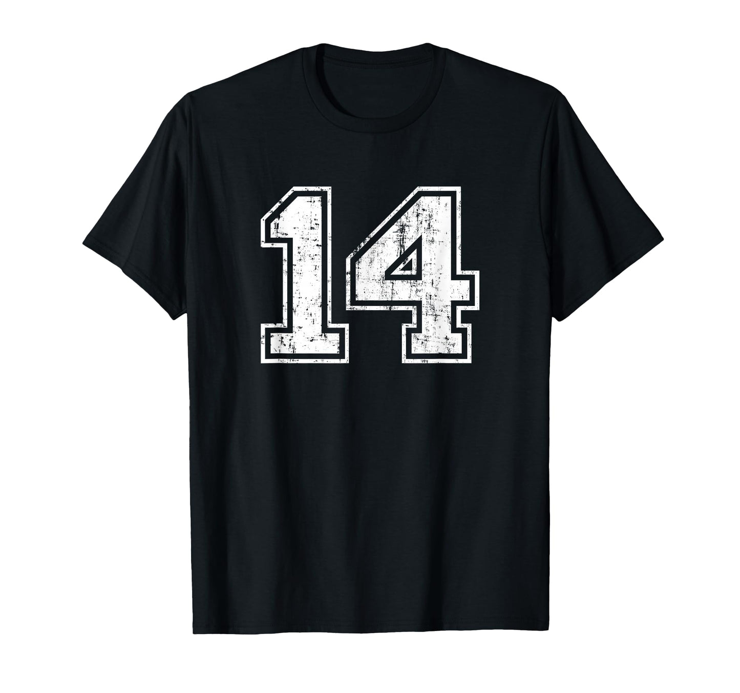 Number 14 Fourteen Distressed Sports Team T-Shirt - Graphic Print Unisex - T-Shirt, Sweatshirt, Hoodie