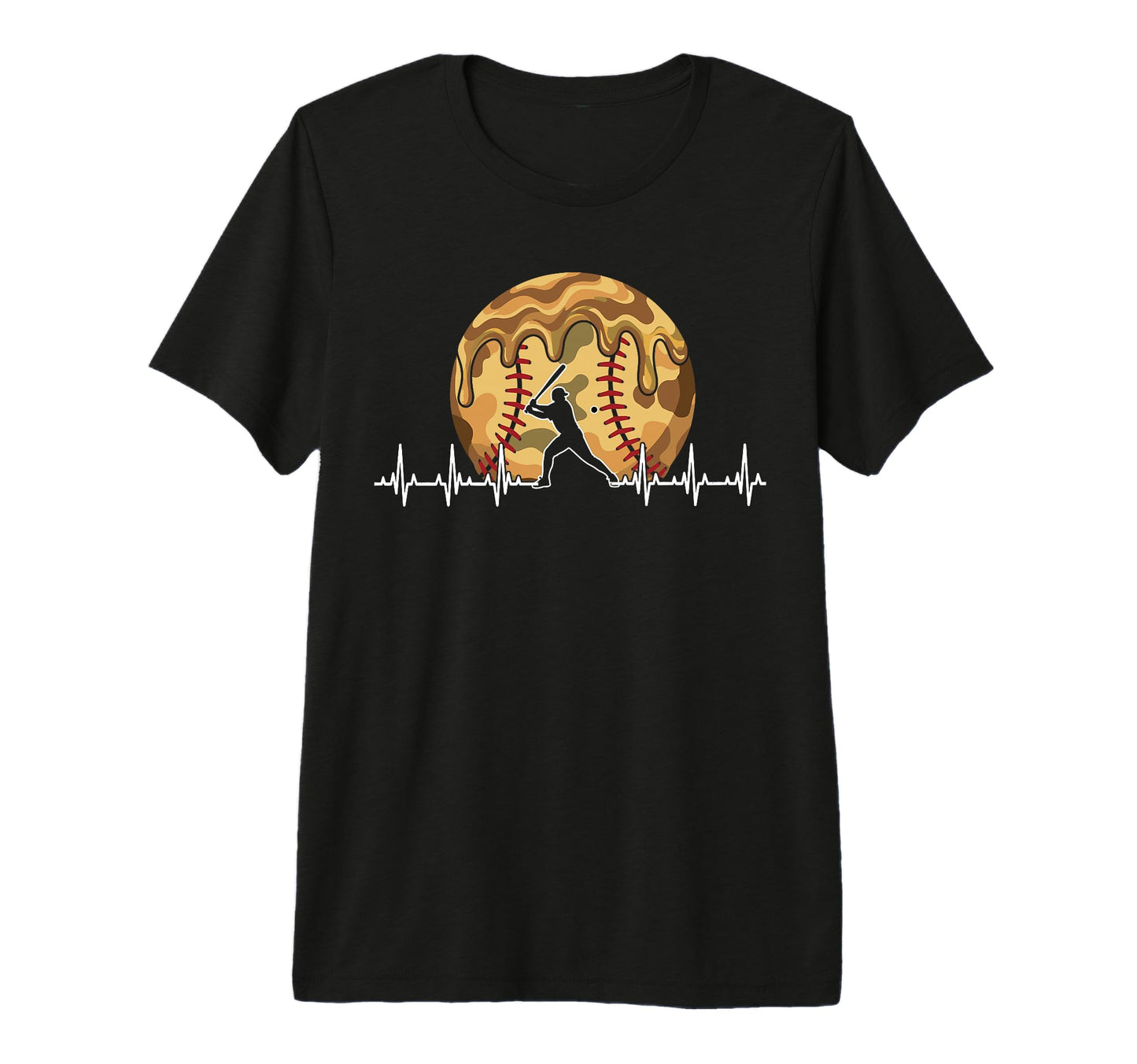 Ice Cream Drip Baseball Heartbeat T-Shirt - Fun Novelty Design for Adults - T-Shirt, Sweatshirt, Hoodie