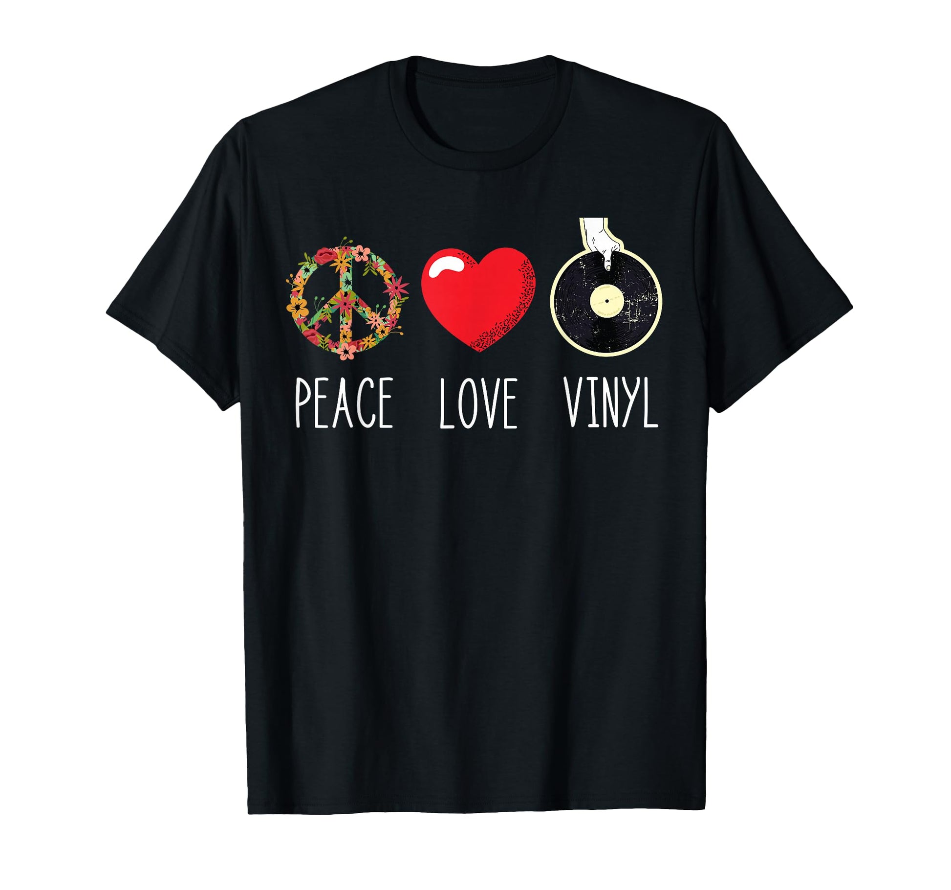 Love Peace Vinyl Ep Lp Record Player T-Shirt - Fun Novelty Design Men Women - T-Shirt, Sweatshirt, Hoodie