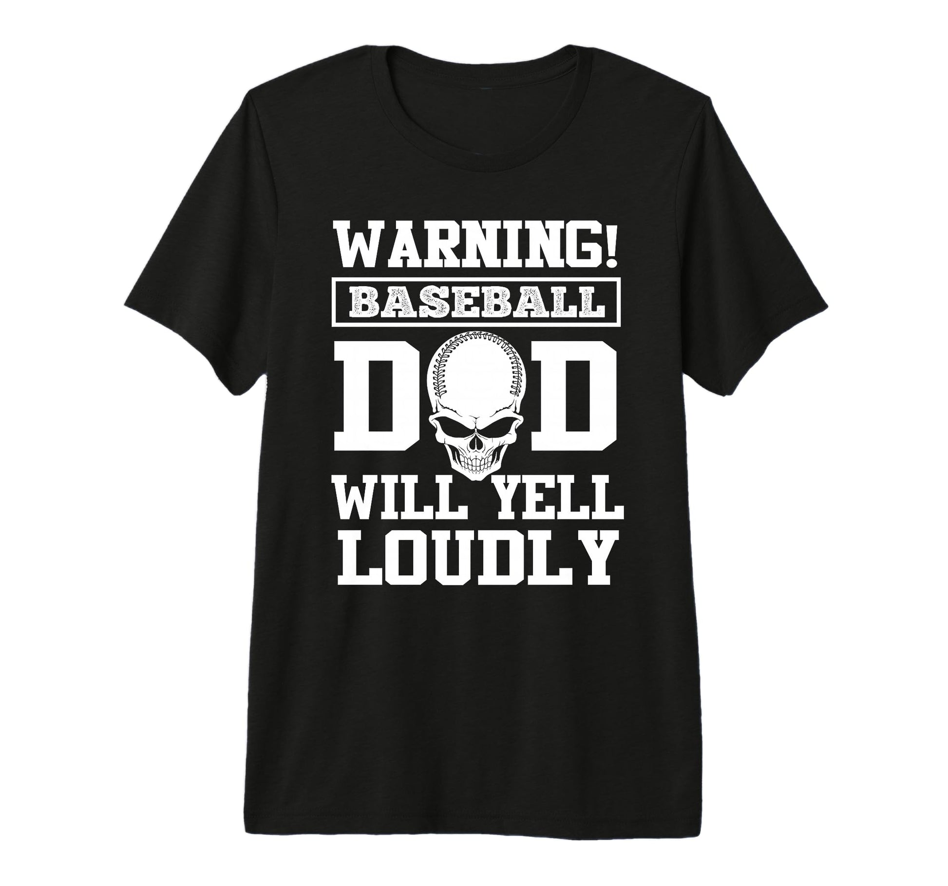 Warning Baseball Dad Skull Softball T-Shirt - Aesthetic Graphic Unisex - T-Shirt, Sweatshirt, Hoodie