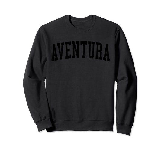 Aventura Fl Distressed Black Sweatshirt - Minimalist Print Men Women - T-Shirt, Sweatshirt, Hoodie