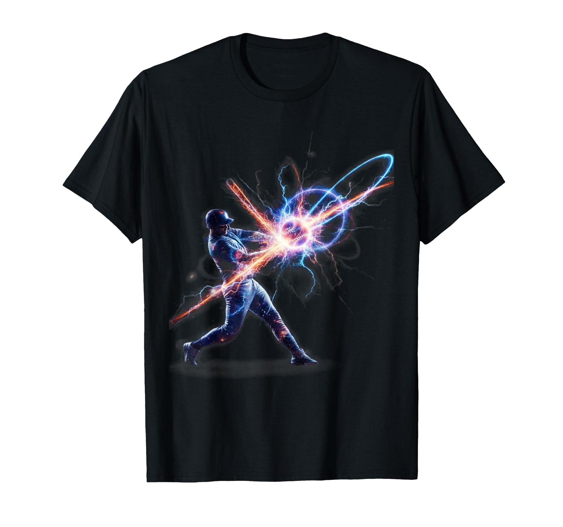 Cosmic Baseball Player Electrifying T-Shirt - Novelty Apparel for Adults - T-Shirt, Sweatshirt, Hoodie