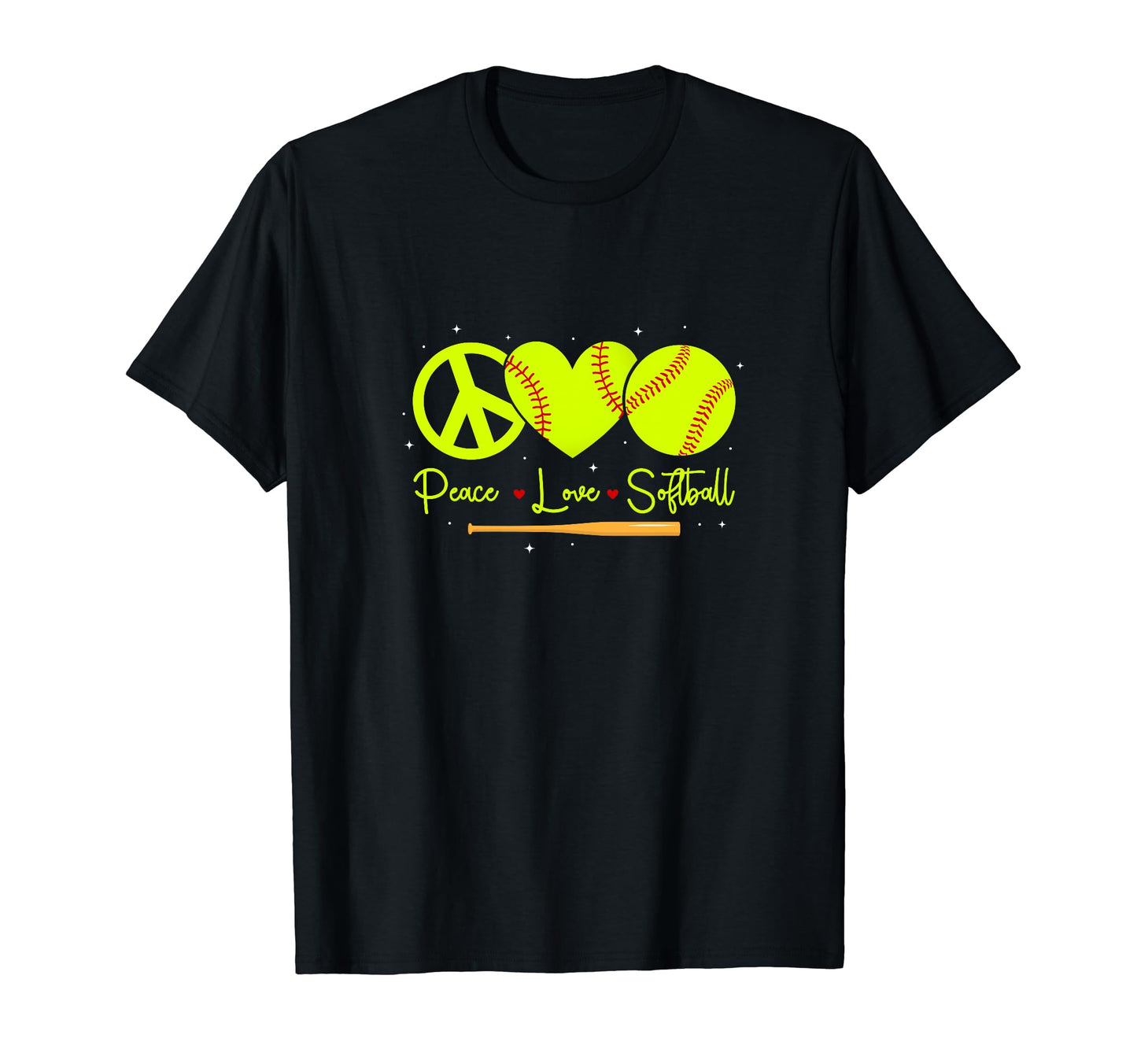 Peace Love Softball Baseball Team T-Shirt - Fun Novelty Design Unisex - T-Shirt, Sweatshirt, Hoodie