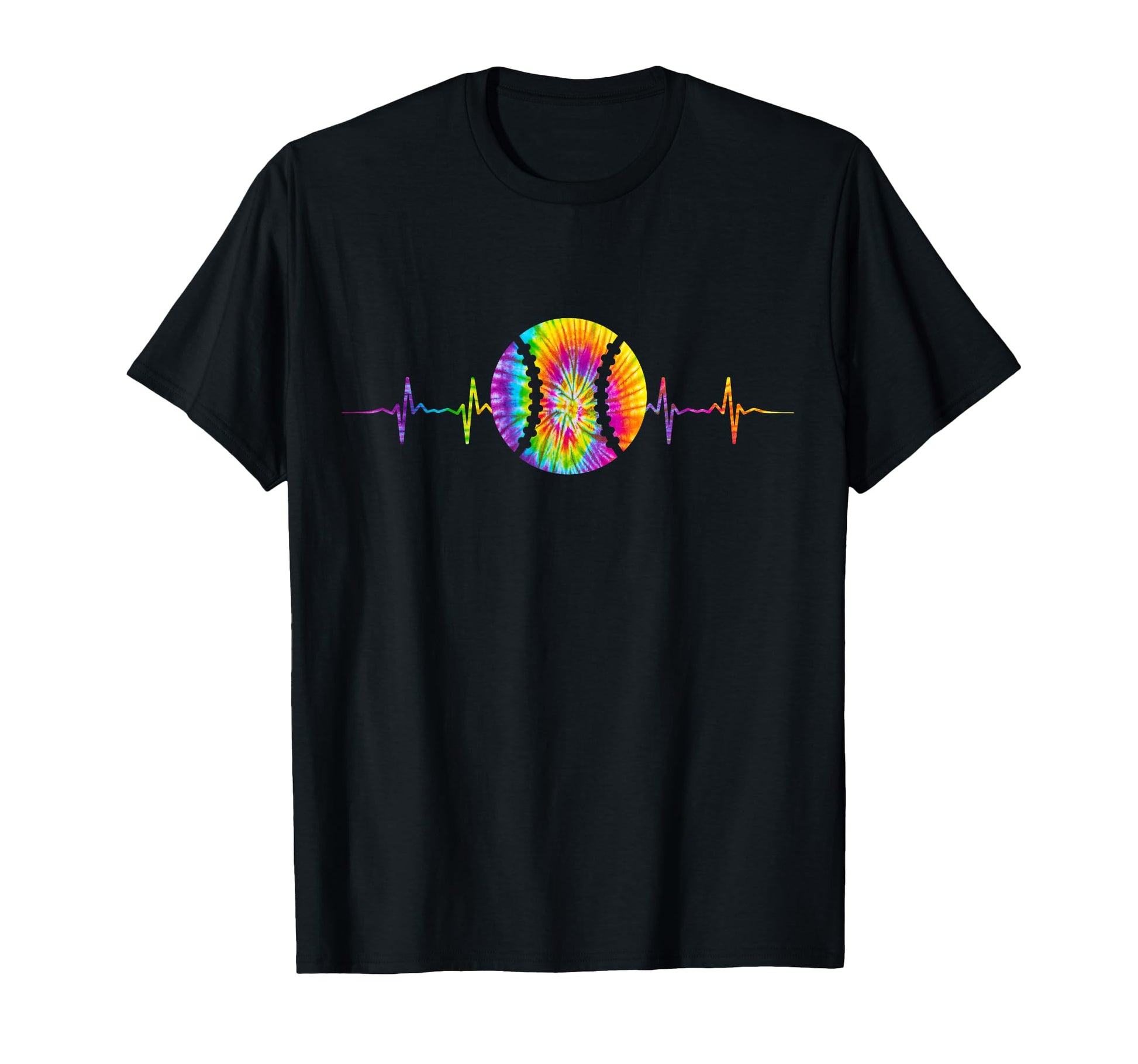 Baseball Heartbeat Tie Dye Little T-Shirt - Graphic Print for Adults - T-Shirt, Sweatshirt, Hoodie