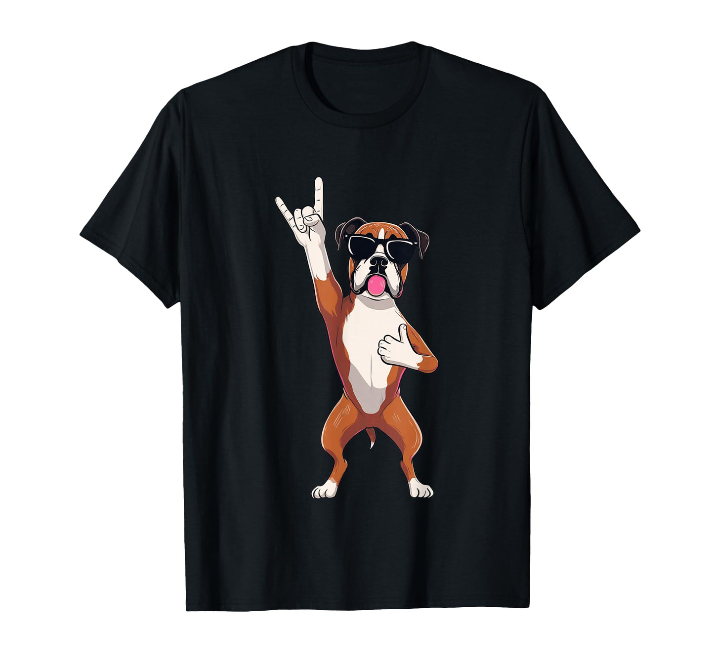Funny Rock Dog Boxer Breed Illustration T-Shirt - Novelty Apparel Men Women - T-Shirt, Sweatshirt, Hoodie
