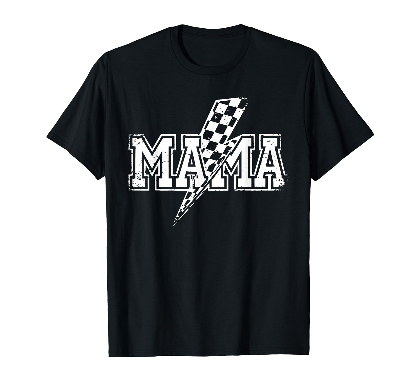 Mama Lightning Bolt Checkered Varsity T-Shirt - Minimalist Print Unisex - T-Shirt, Sweatshirt, Hoodie