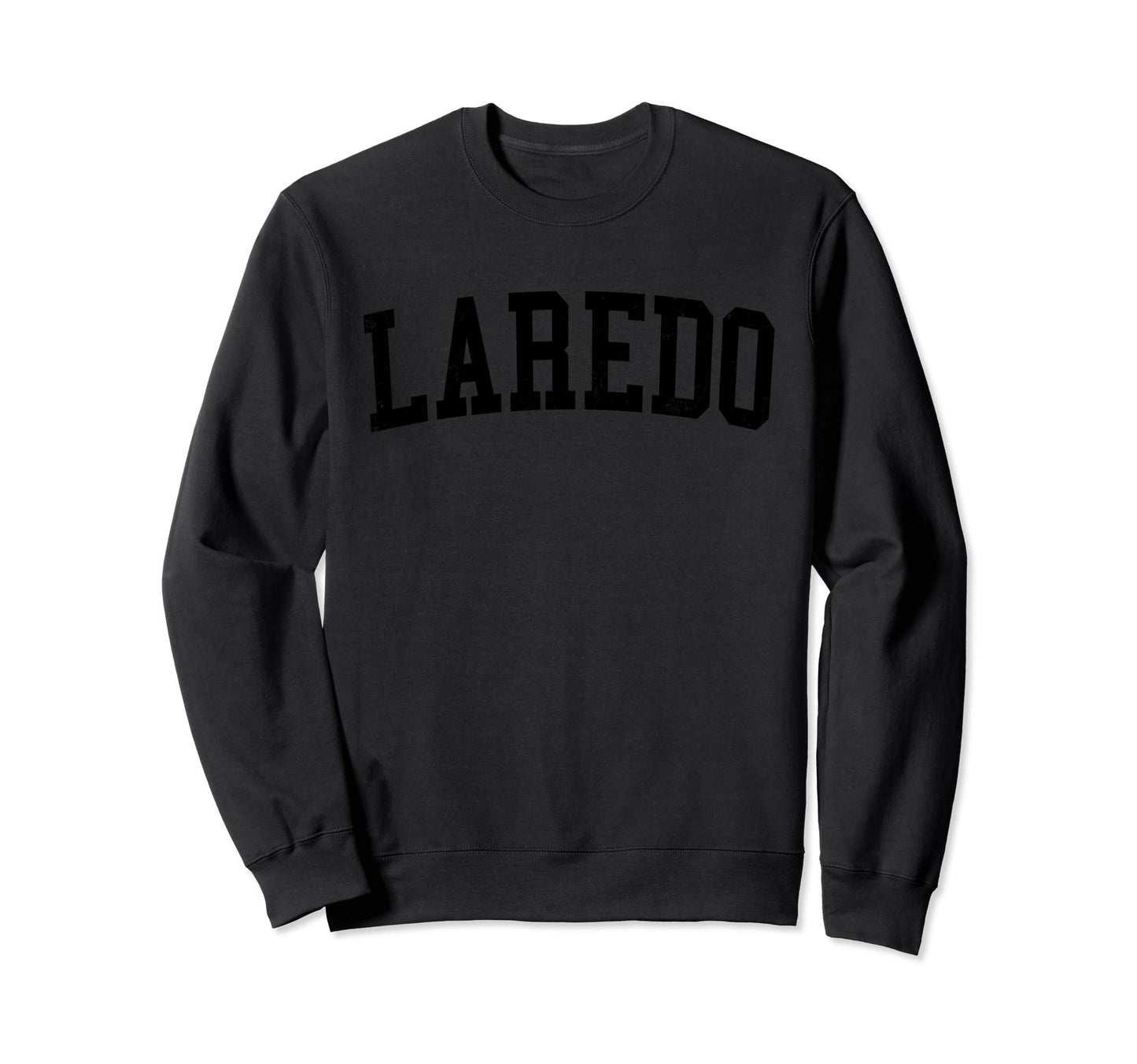 Laredo Tx Distressed Black Varsity Sweatshirt - Minimalist Print for Adults - T-Shirt, Sweatshirt, Hoodie