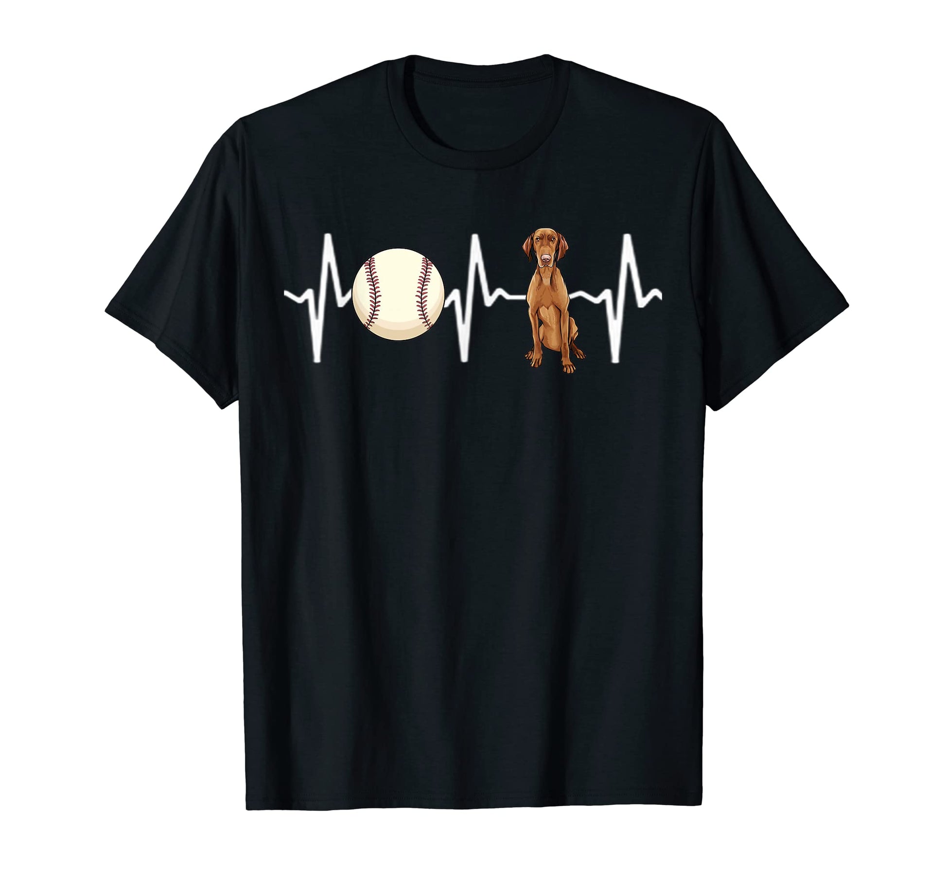 Baseball Vizsla Heartbeat Dog Lover T-Shirt - Graphic Print Men Women - T-Shirt, Sweatshirt, Hoodie