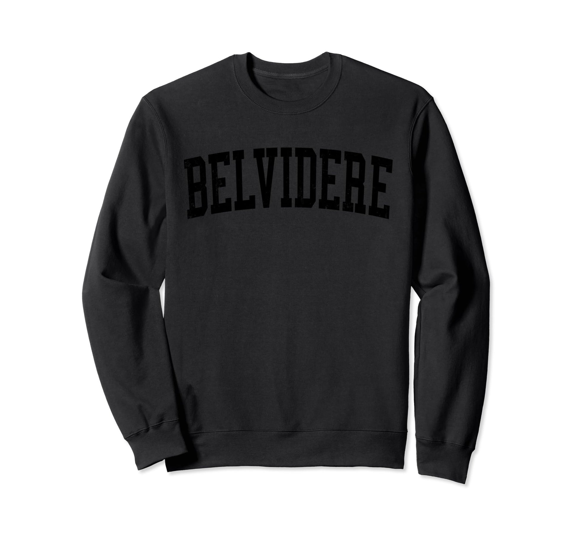 Belvidere Il Distressed Black Varsity Sweatshirt - Streetwear Style Unisex - T-Shirt, Sweatshirt, Hoodie