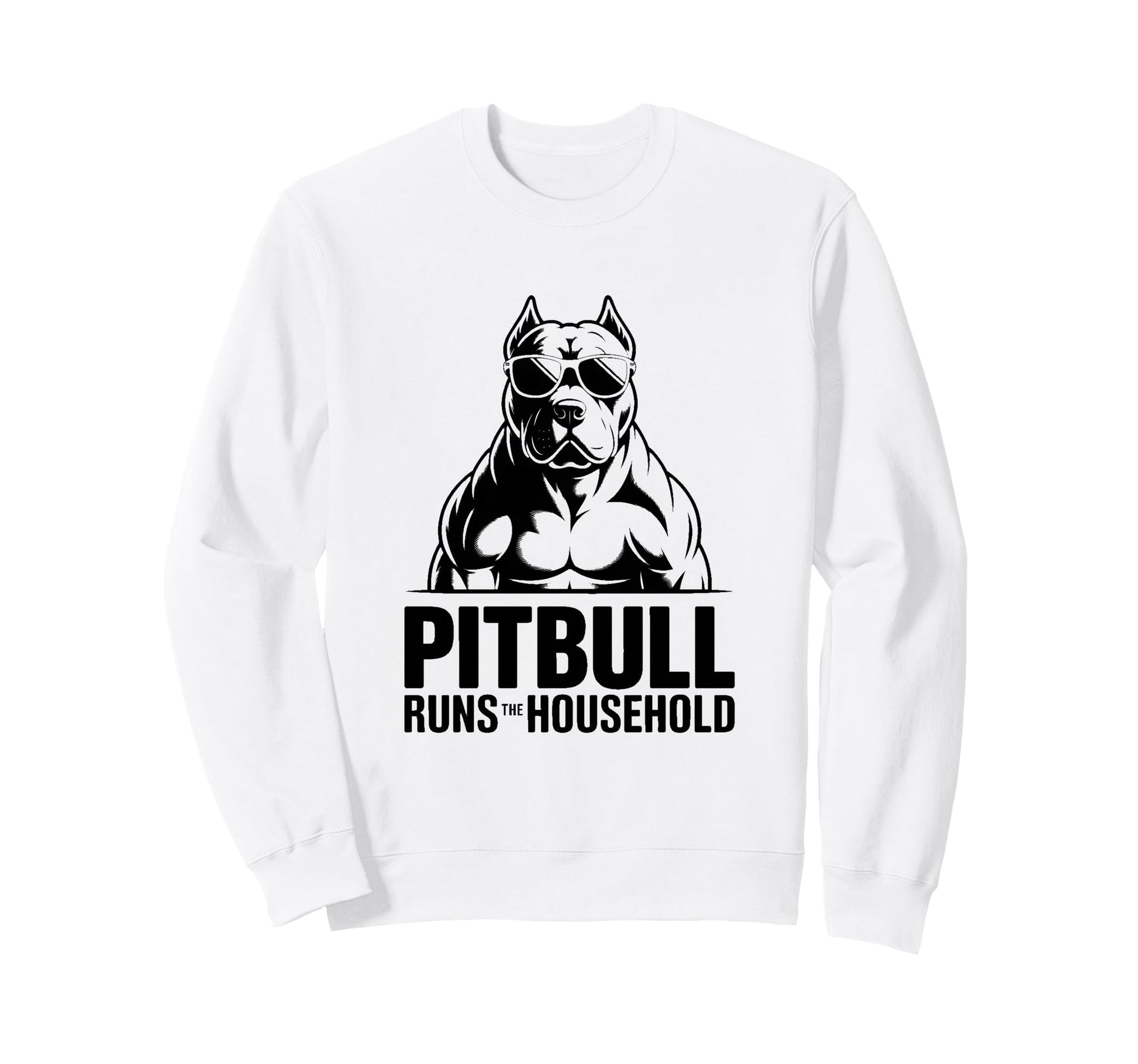 Muscular Pitbull Runs Household Sweatshirt - Minimalist Print Men Women - T-Shirt, Sweatshirt, Hoodie