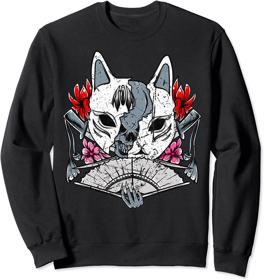 Japanese Anime Mask Kitsune Style Samurai Oni Monster - Adult & Kids T-Shirts, Sweatshirts & Hoodies apparel design preview 1