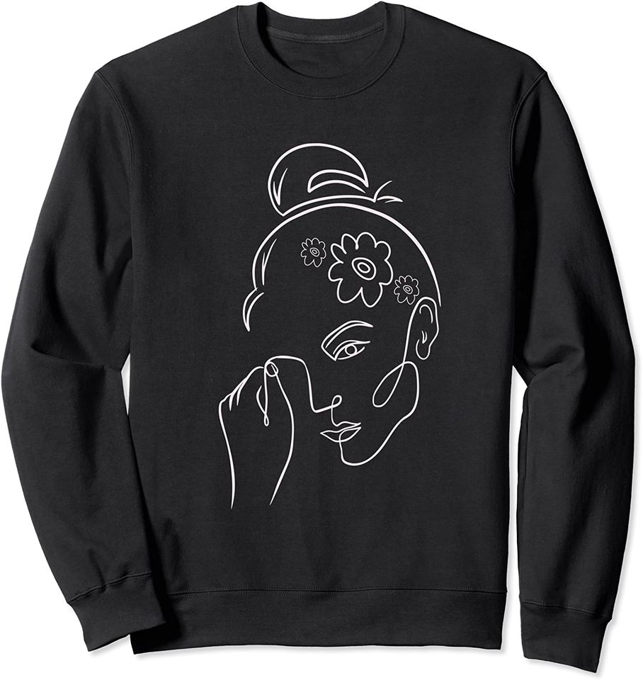 Minimal Abstract One Line Art Woman's Face Floral - Adult & Kids T-Shirts, Sweatshirts & Hoodies apparel design preview 1