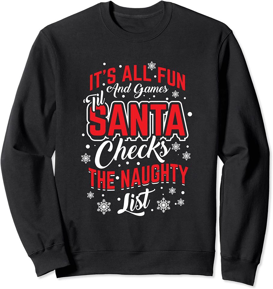 Funny Santa's Naughty List Christmas Xmas Holiday - Adult & Kids T-Shirts, Sweatshirts & Hoodies apparel design preview 1