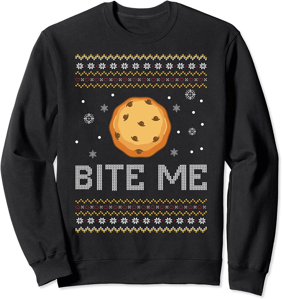 Bite Me Ugly Christmas Gingerbread Cookie - Adult & Kids T-Shirts, Sweatshirts & Hoodies apparel design preview 1