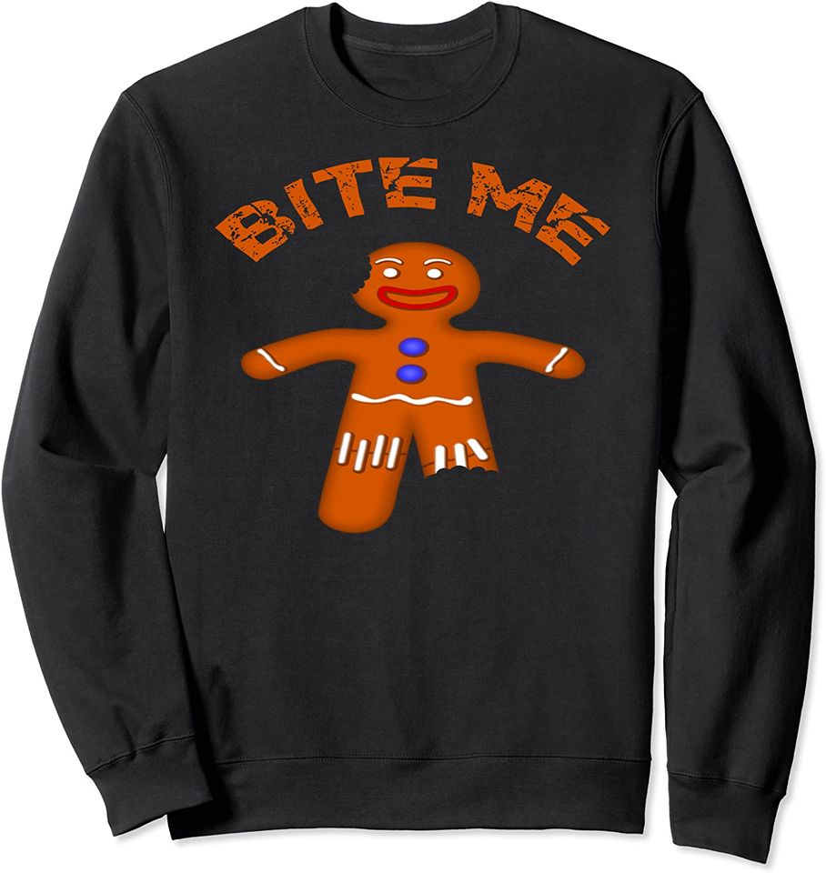 Bite Me Gingerbread Man Cookie Cute Funny Saying - Adult & Kids T-Shirts, Sweatshirts & Hoodies apparel design preview 1
