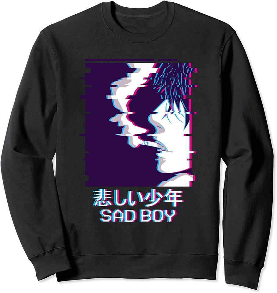 Sad Boy Anime Japanese Vaporwave Aesthetic Lofi - Adult & Kids T-Shirts, Sweatshirts & Hoodies apparel design preview 1