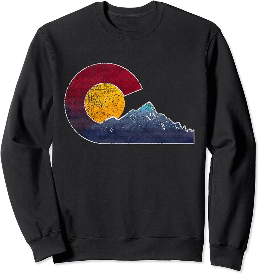 Colorado with Flag Themed Mountain Scene - Adult & Kids T-Shirts, Sweatshirts & Hoodies apparel design preview 1