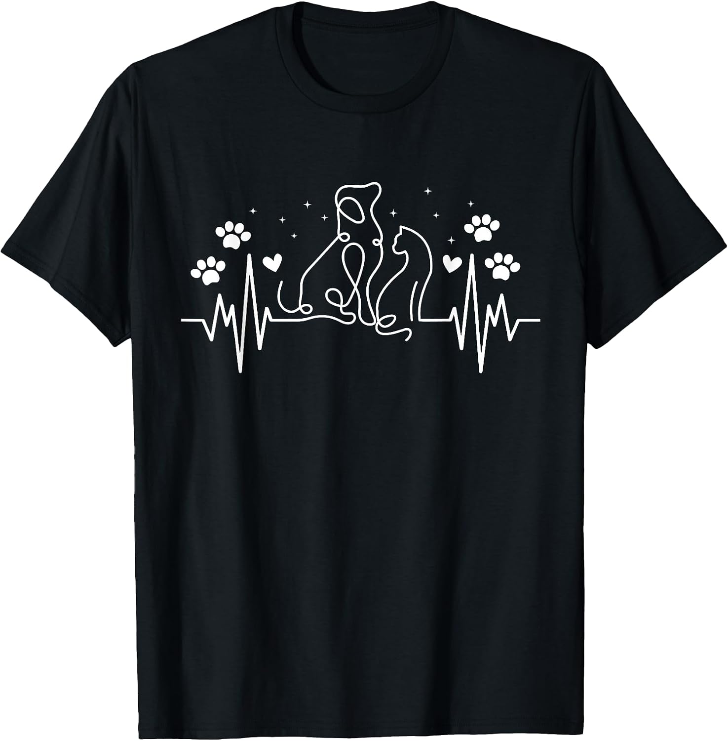 Line Art Veterinary Heartbeat Dog and Cat Lovers Vet - Adult & Kids T-Shirts, Sweatshirts & Hoodies apparel design preview 1