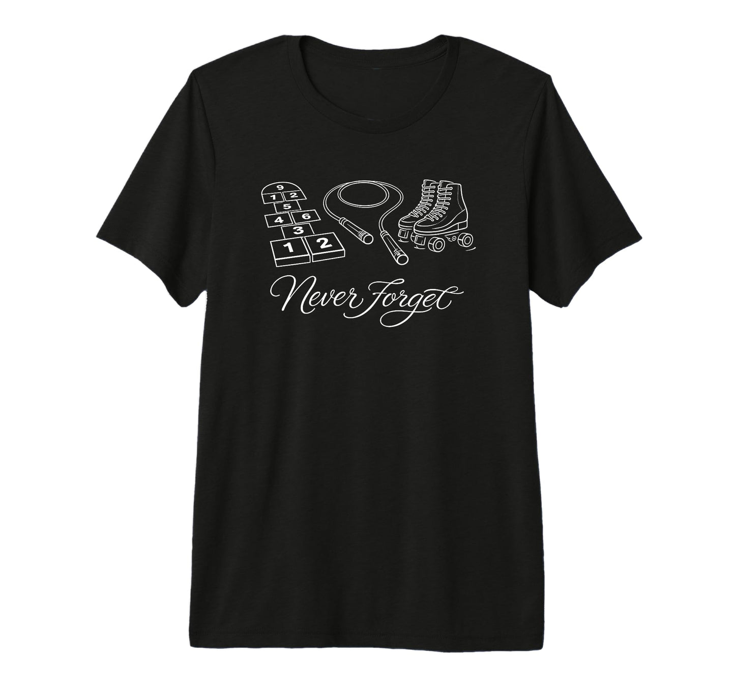 Never Forget Jump Rope Skates Tri Blend T-Shirt - Trendy Graphic Men Women - T-Shirt, Sweatshirt, Hoodie
