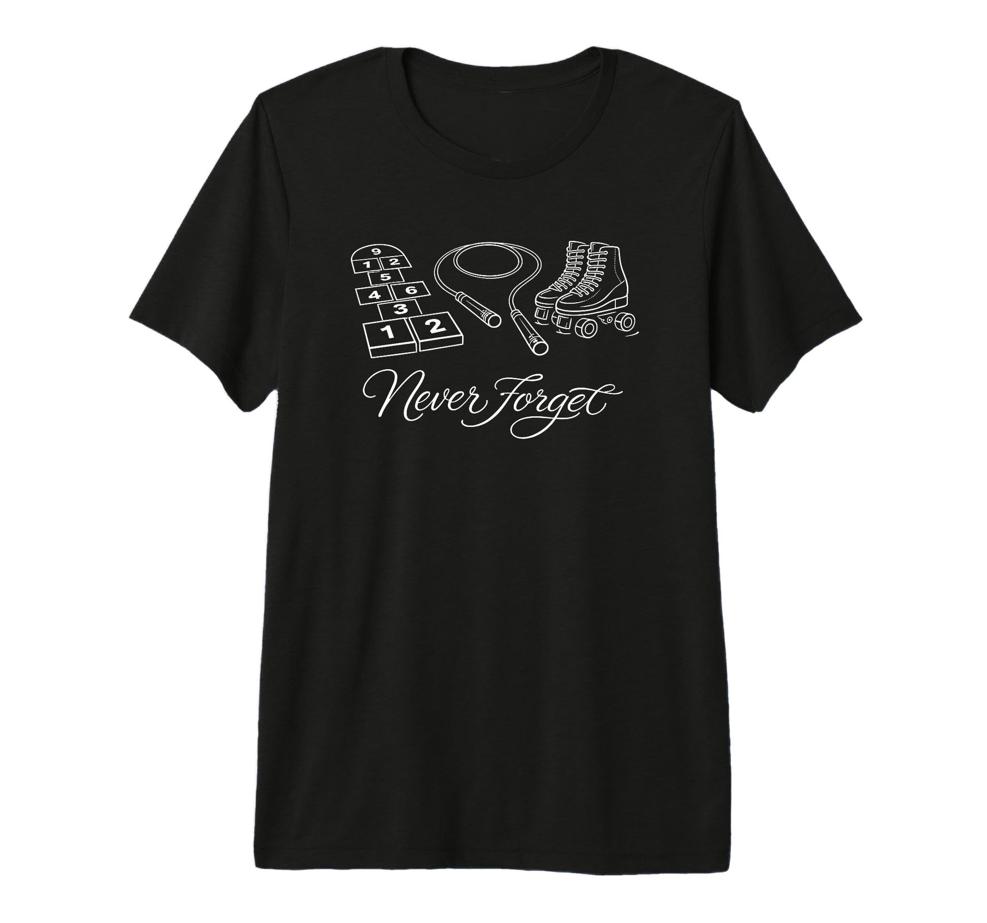 Never Forget Jump Rope Skates Tri Blend T-Shirt - Trendy Graphic Men Women - T-Shirt, Sweatshirt, Hoodie
