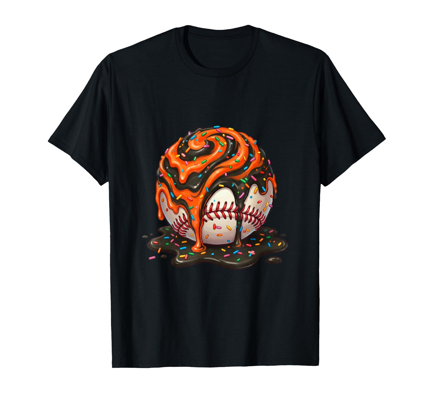 Baseball Drip Ice Cream Fire Swirl T-Shirt - Fun Novelty Design Unisex - T-Shirt, Sweatshirt, Hoodie
