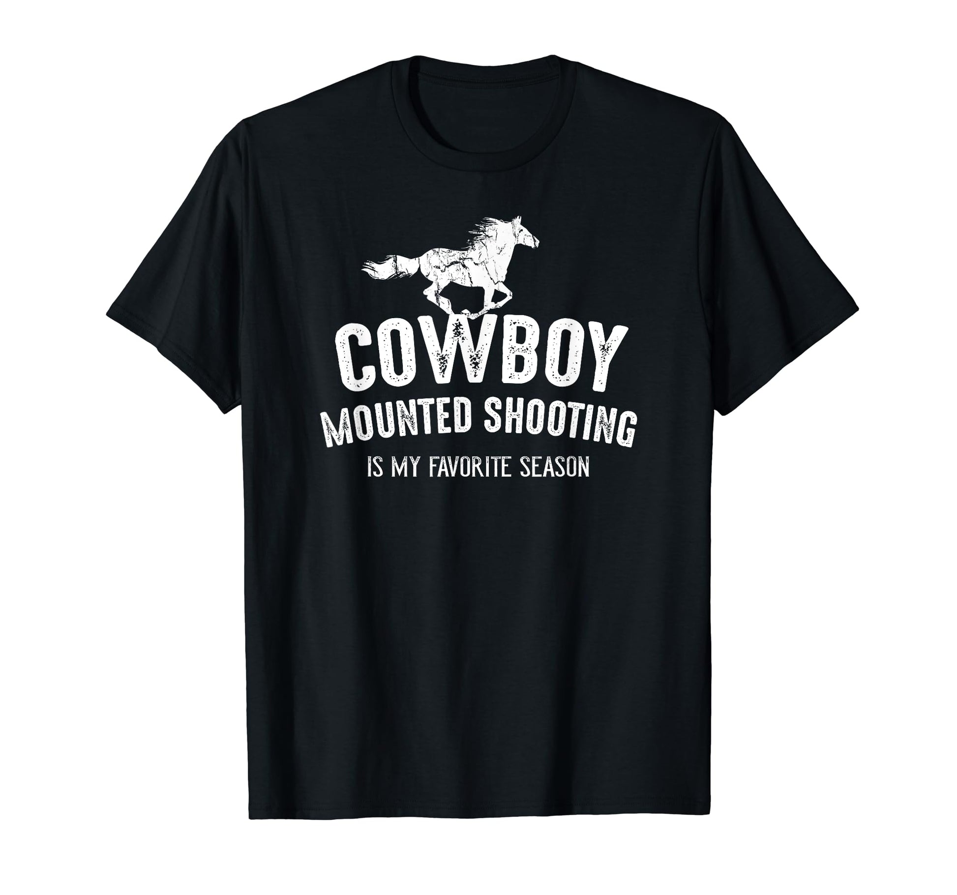 Distressed Cowboy Mounted Shooting T-Shirt - Casual Everyday Wear Unisex - T-Shirt, Sweatshirt, Hoodie