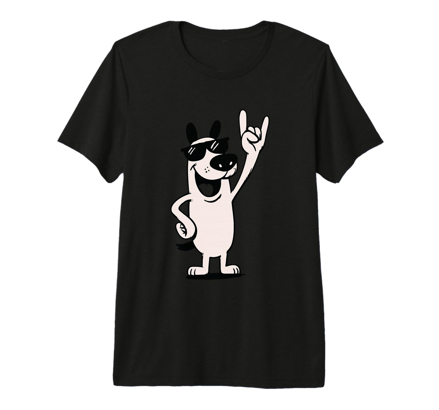 Dog Sunglasses Rock Hand Sign Punk T-Shirt - Aesthetic Graphic for Adults - T-Shirt, Sweatshirt, Hoodie