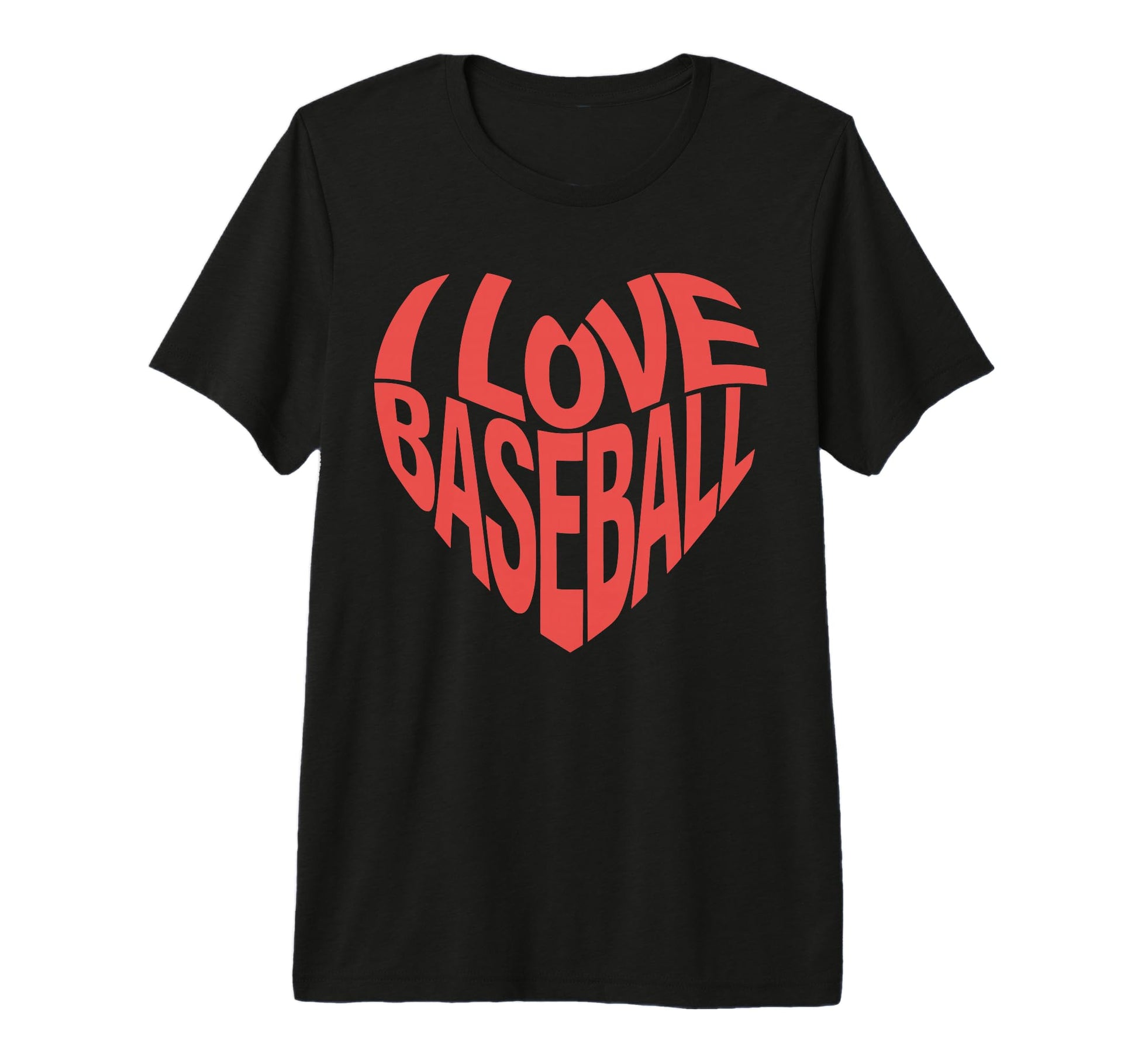 I Love Baseball Bold Typography T-Shirt - Custom Art Print for Adults - T-Shirt, Sweatshirt, Hoodie
