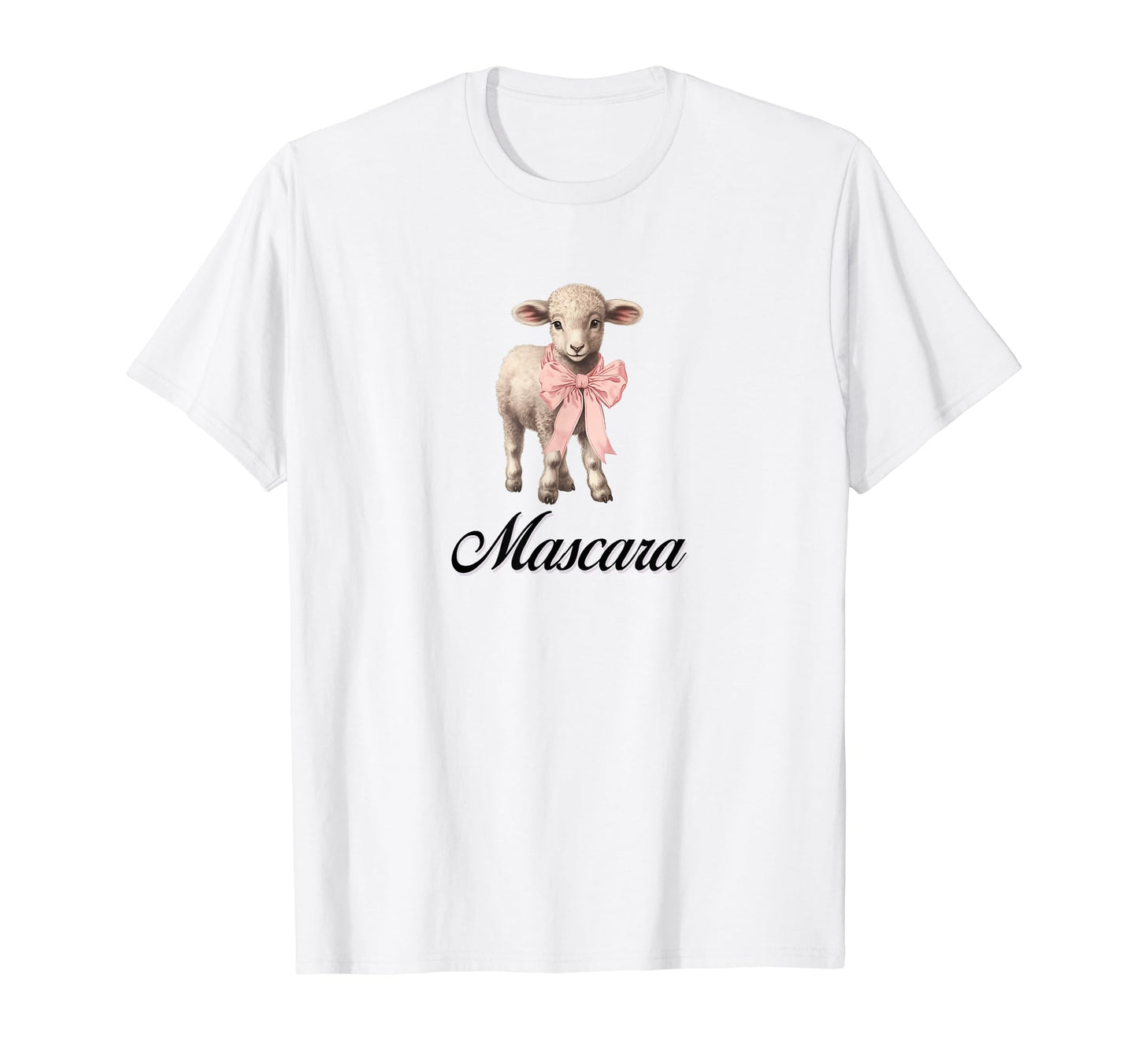 Mascara Lamb Coquette Bow Girlcore T-Shirt - Aesthetic Graphic for Adults - T-Shirt, Sweatshirt, Hoodie