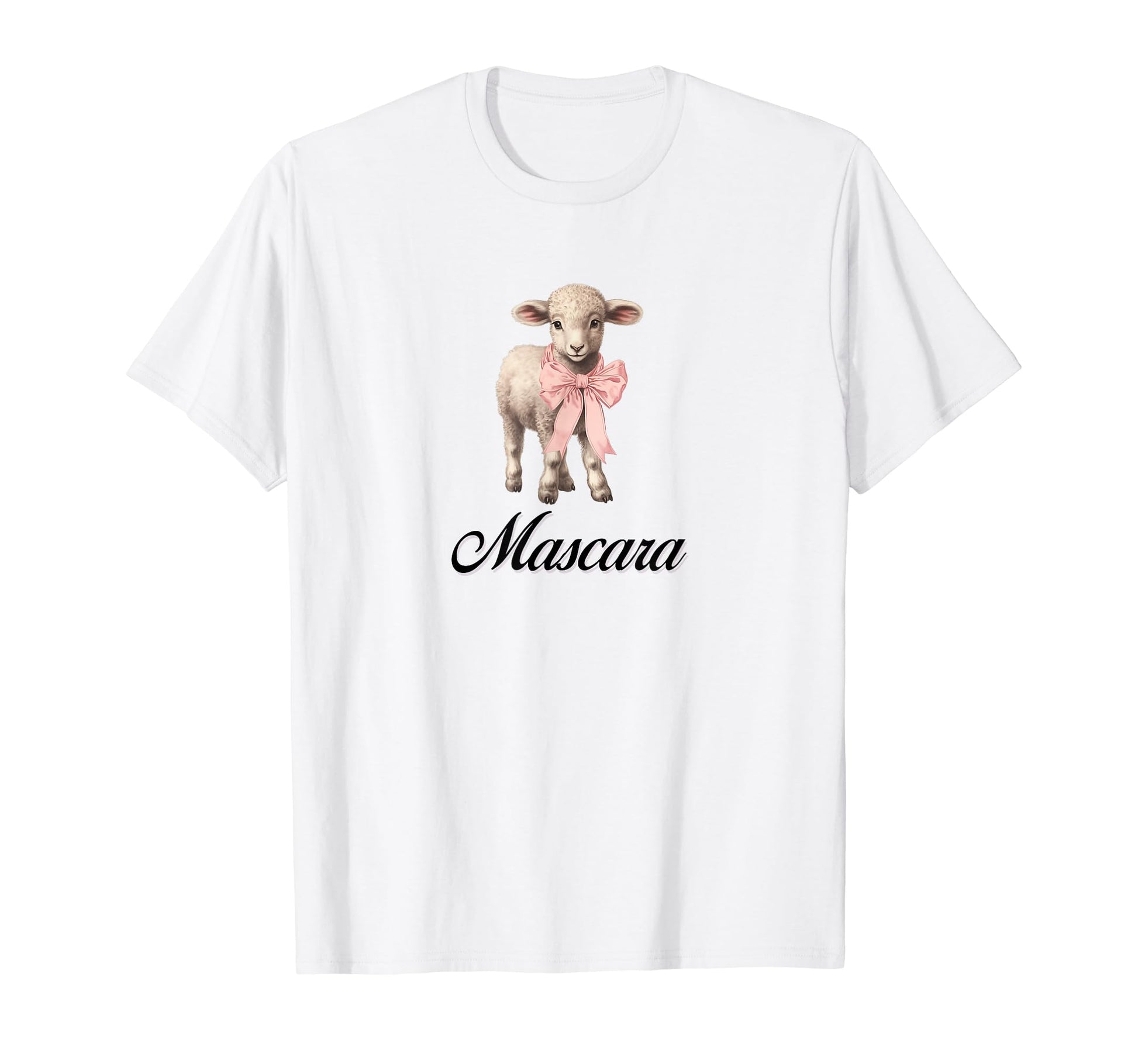 Mascara Lamb Coquette Bow Girlcore T-Shirt - Aesthetic Graphic for Adults - T-Shirt, Sweatshirt, Hoodie