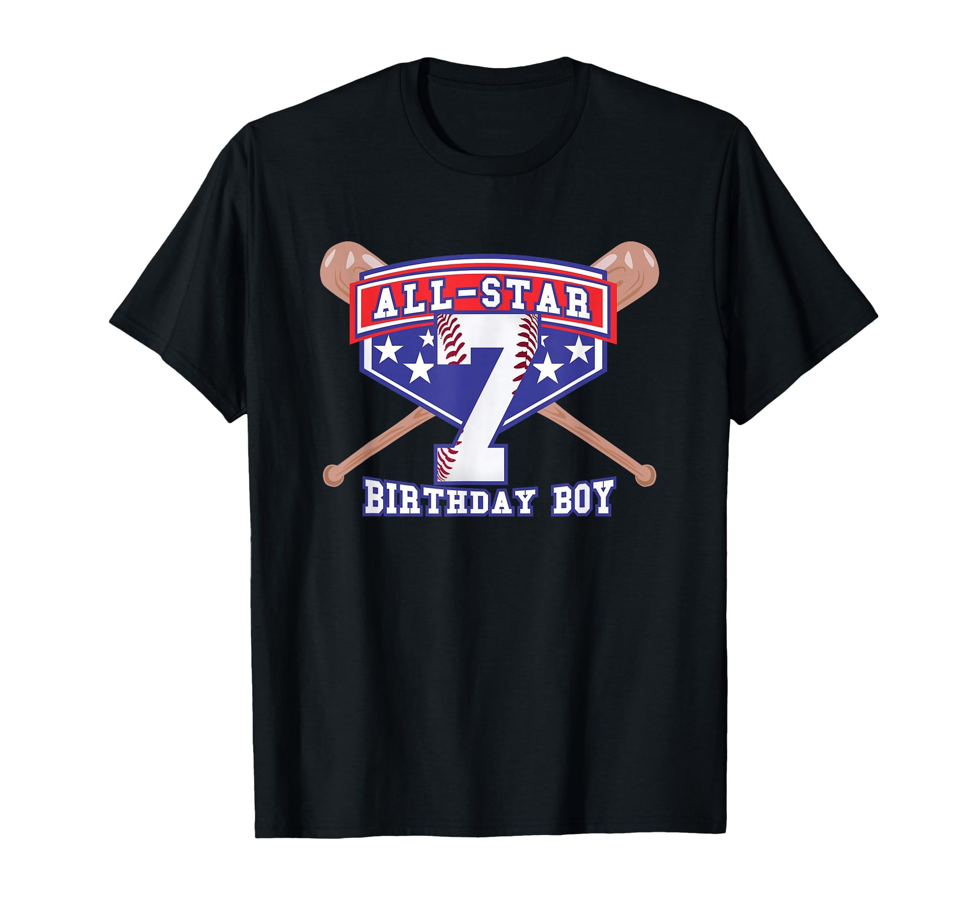 All Star Baseball 7 Year Old Birthday T-Shirt - Unique Graphic Unisex - T-Shirt, Sweatshirt, Hoodie