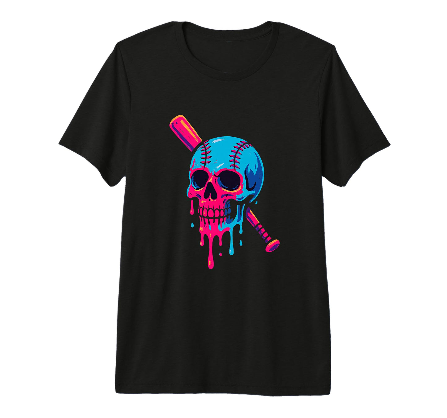 Melting Skull Baseball Bat Skull Tri Blend T-Shirt - Novelty Apparel Unisex - T-Shirt, Sweatshirt, Hoodie