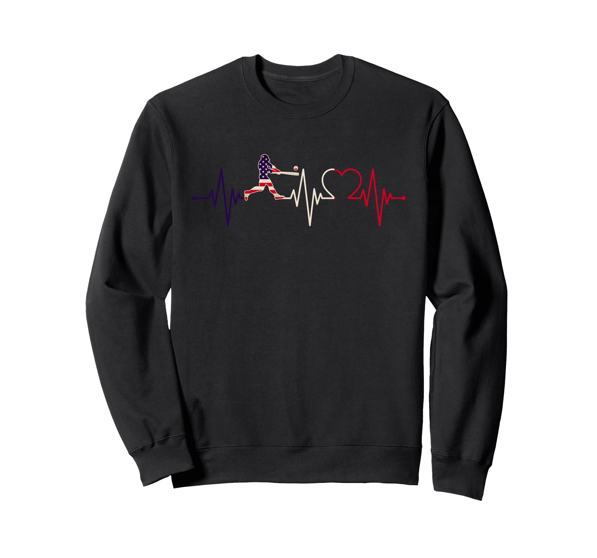 4Th July Baseball Heartbeat Sweatshirt - Novelty Apparel Men Women - T-Shirt, Sweatshirt, Hoodie