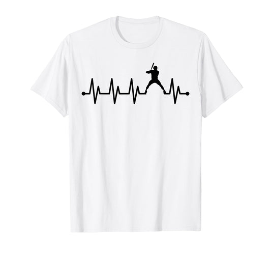 Baseball Batter Hitter Heartbeat Ecg T-Shirt - Streetwear Style for Adults - T-Shirt, Sweatshirt, Hoodie