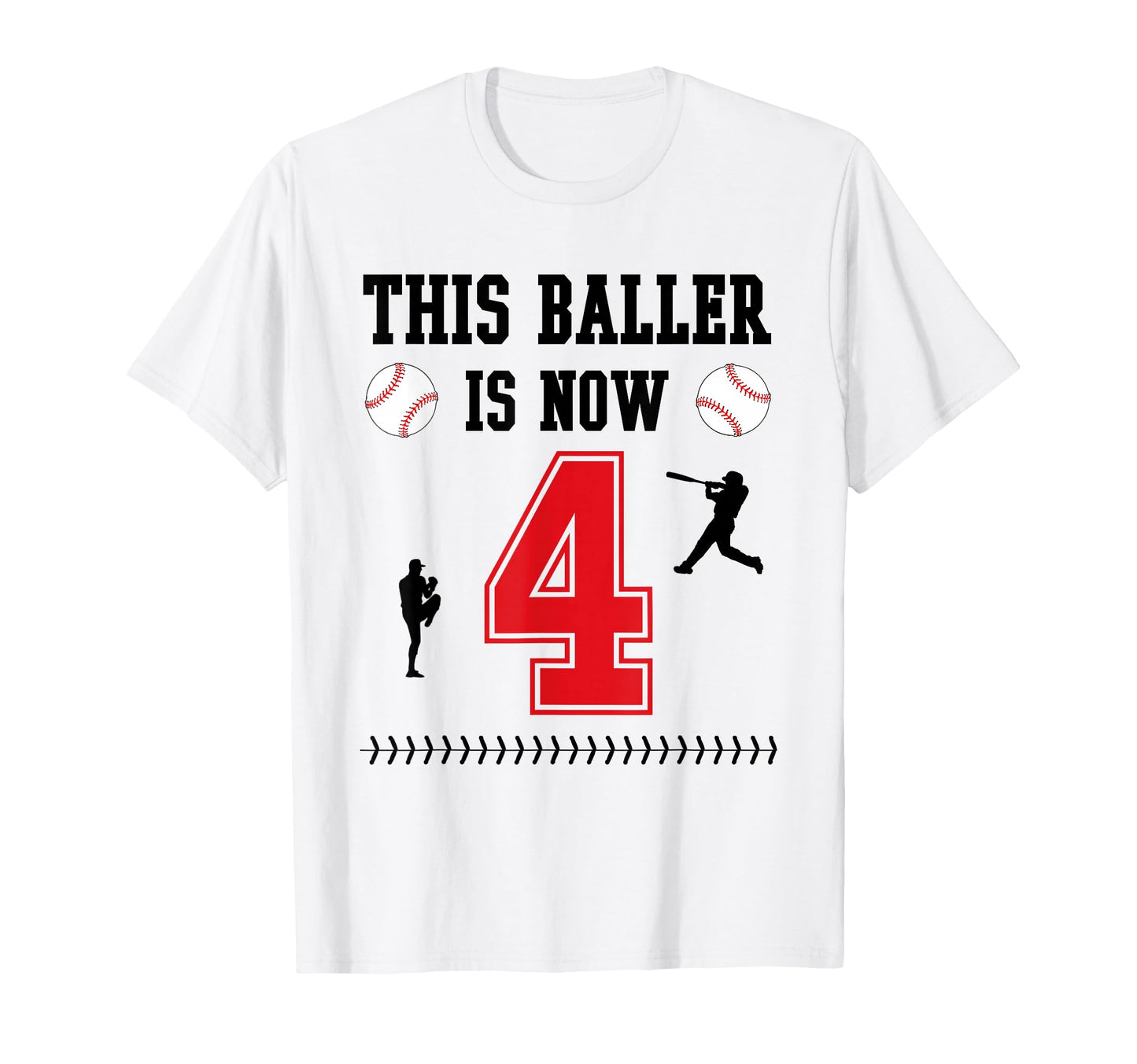 This Baller Is Now 4 Years Old Baseball T-Shirt - Graphic Print for Adults - T-Shirt, Sweatshirt, Hoodie