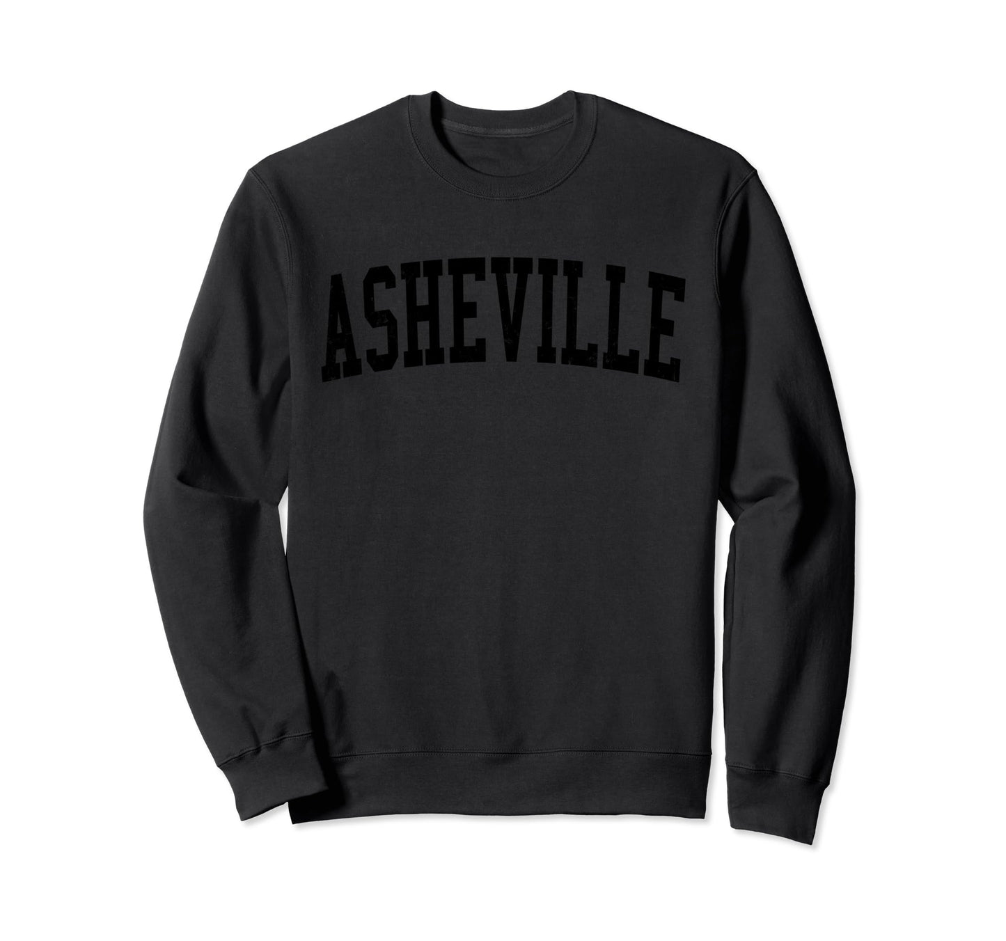 Asheville Nc Distressed Black Sweatshirt - Fun Novelty Design Men Women - T-Shirt, Sweatshirt, Hoodie