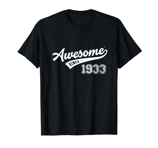 Awesome Since 1933 Old School Baseball T-Shirt - Trendy Graphic for Adults - T-Shirt, Sweatshirt, Hoodie