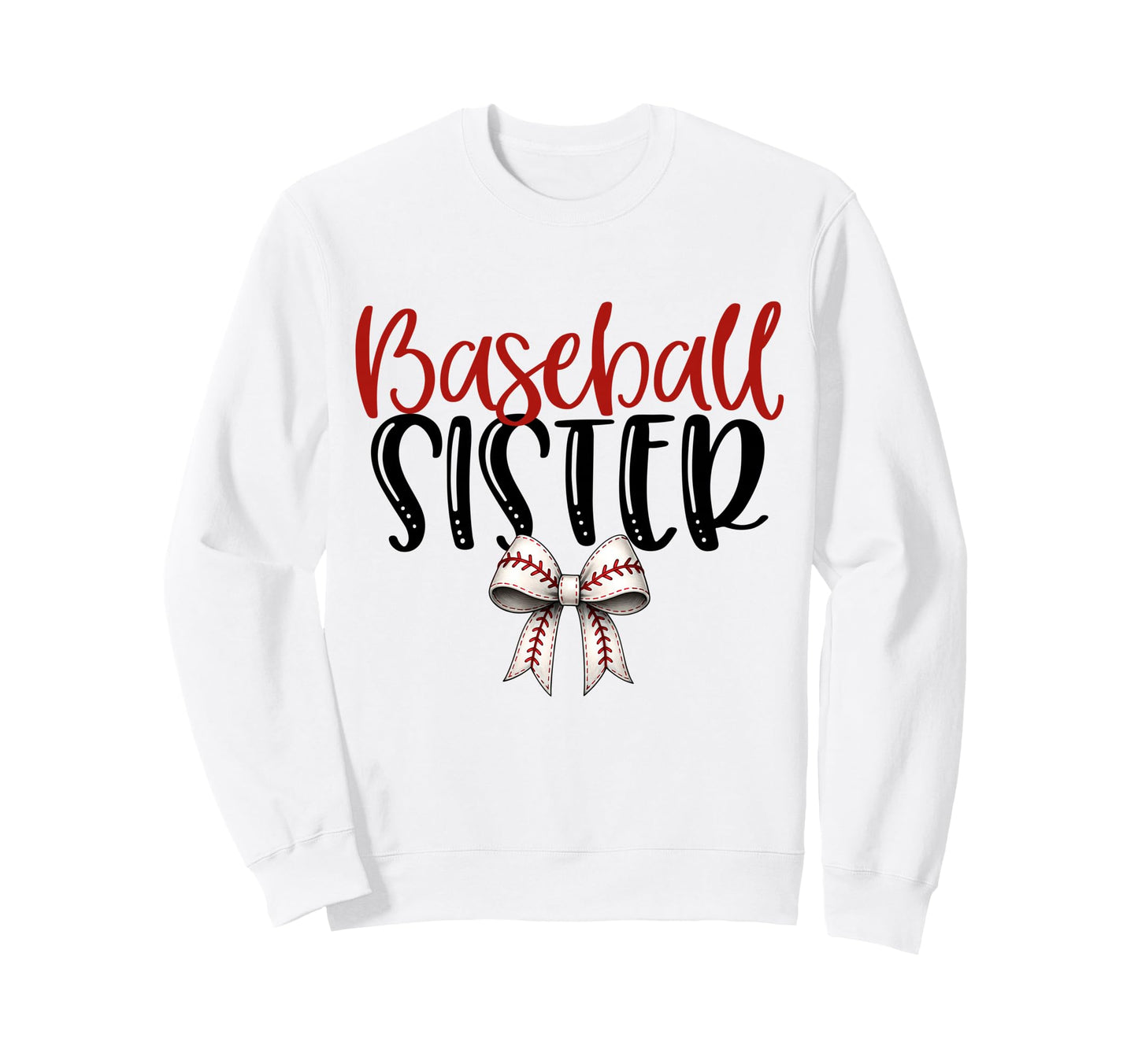 Baseball Sister Coquette Bow Game Day Sweatshirt - Minimalist Print Unisex - T-Shirt, Sweatshirt, Hoodie