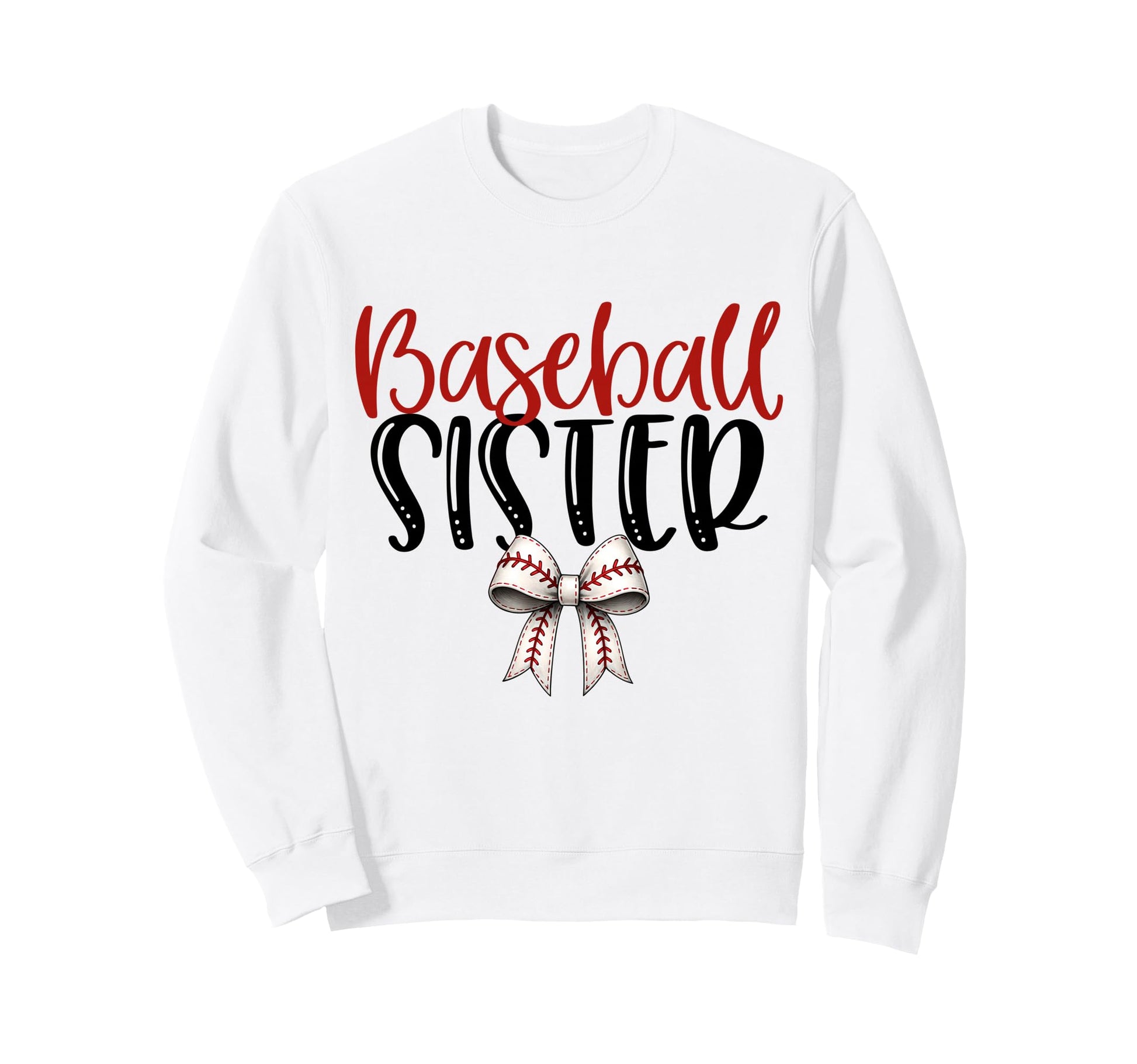 Baseball Sister Coquette Bow Game Day Sweatshirt - Minimalist Print Unisex - T-Shirt, Sweatshirt, Hoodie