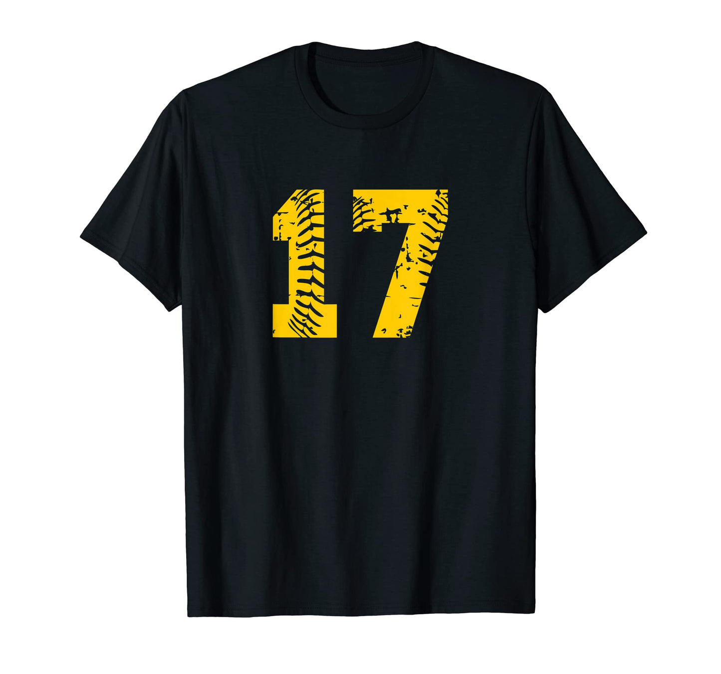 Baseball Softball Number 17 Yellow T-Shirt - Novelty Apparel Unisex - T-Shirt, Sweatshirt, Hoodie