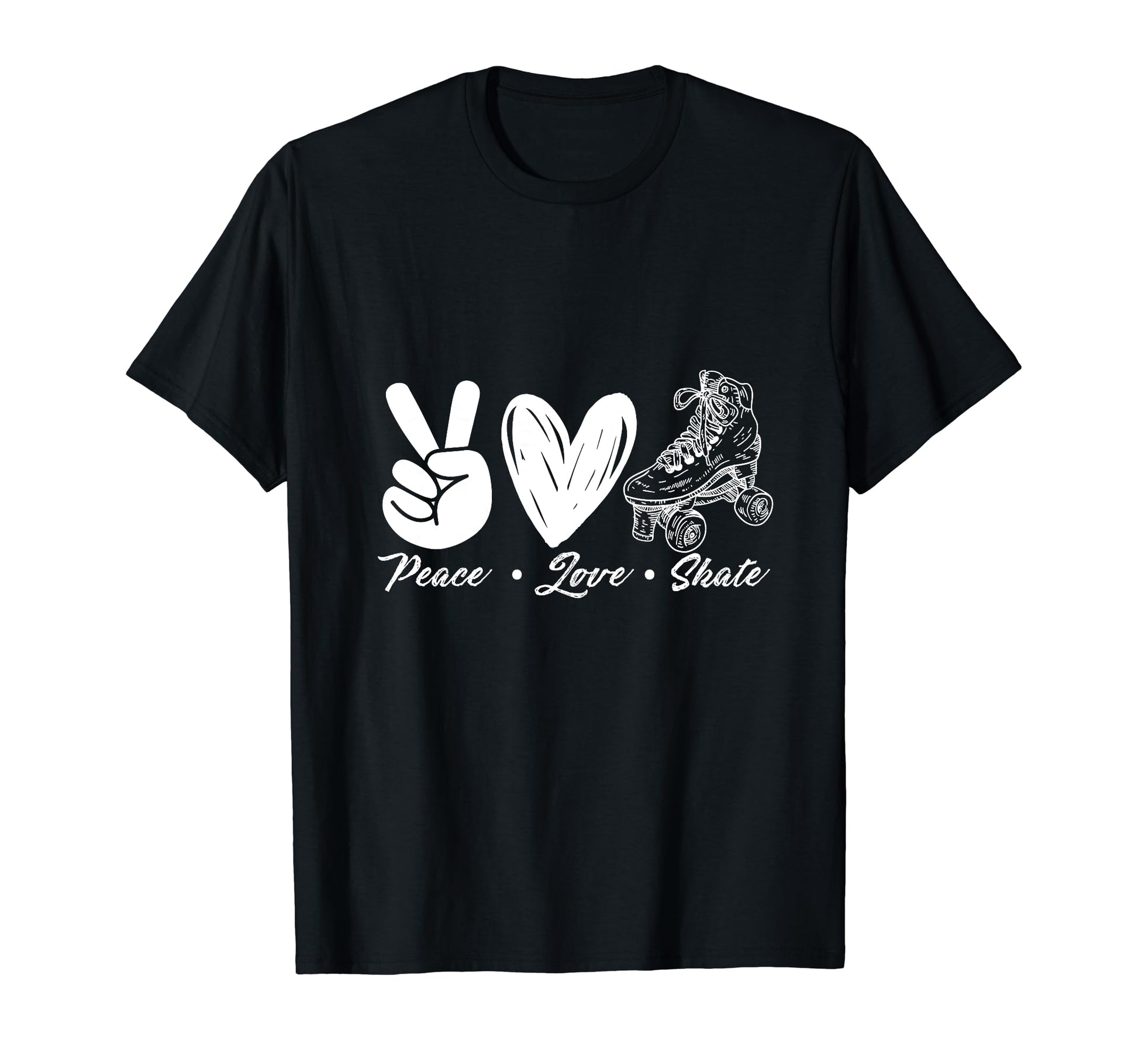 Peace Love Skate Roller Skating Peace T-Shirt - Custom Art Print Men Women - T-Shirt, Sweatshirt, Hoodie
