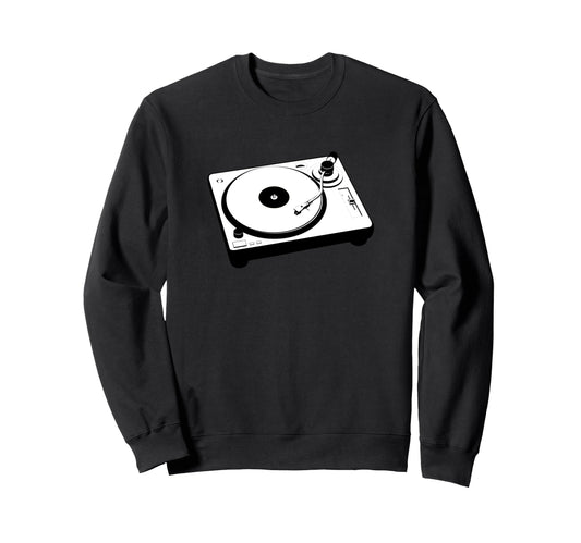 80S 90S Dj Electro Turntable Vinyl Sweatshirt - Minimalist Print Unisex - T-Shirt, Sweatshirt, Hoodie
