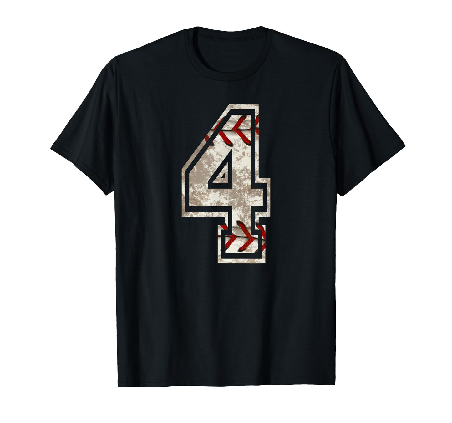 Baseball Jersey Number 4 Distressed T-Shirt - Novelty Apparel Men Women - T-Shirt, Sweatshirt, Hoodie