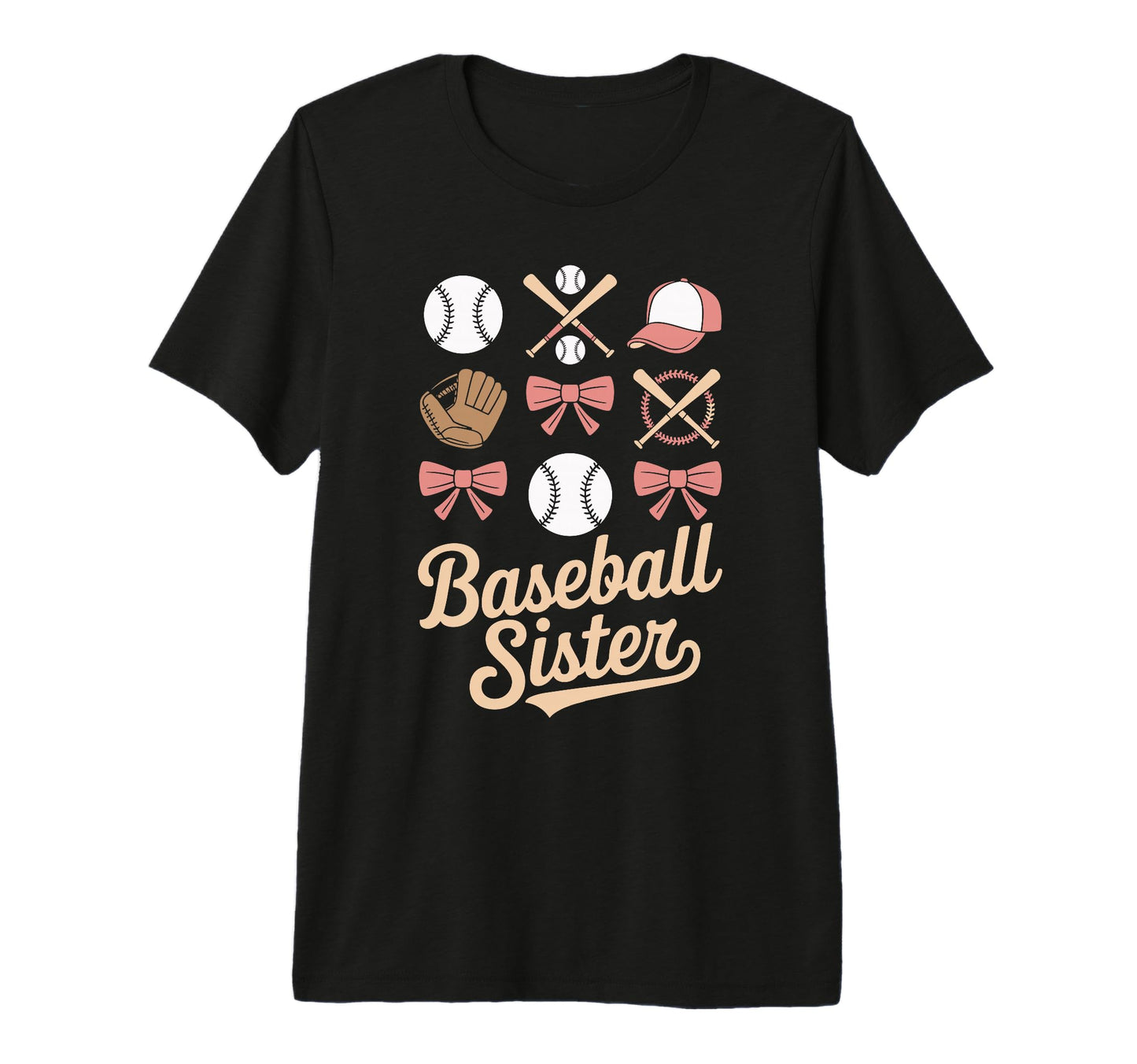 Baseball Sister Coquette Bows And Bats T-Shirt - Minimalist Print Unisex - T-Shirt, Sweatshirt, Hoodie