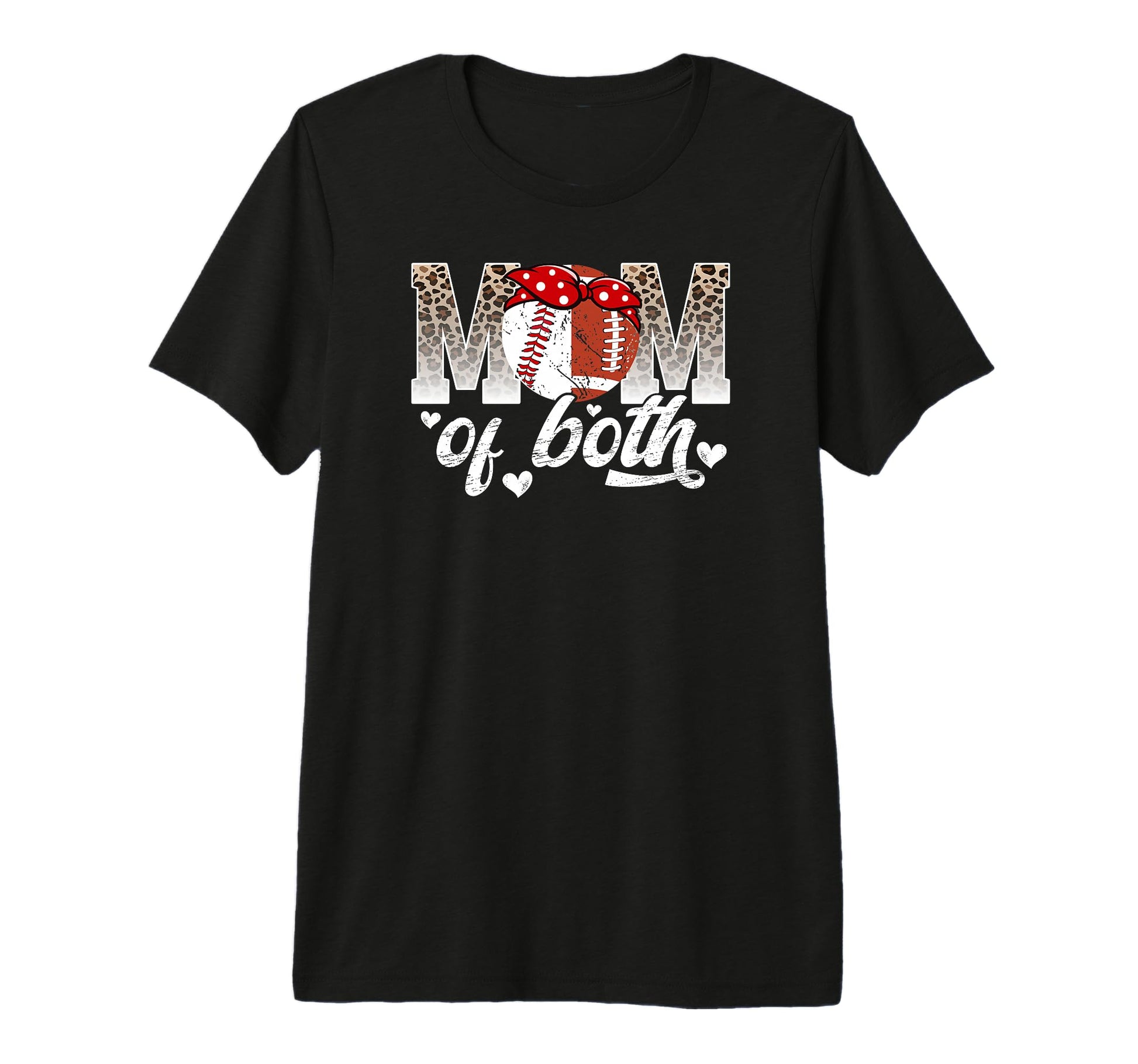 Mom Both Leopard Football Baseball Mom Tri T-Shirt - Graphic Print Unisex - T-Shirt, Sweatshirt, Hoodie