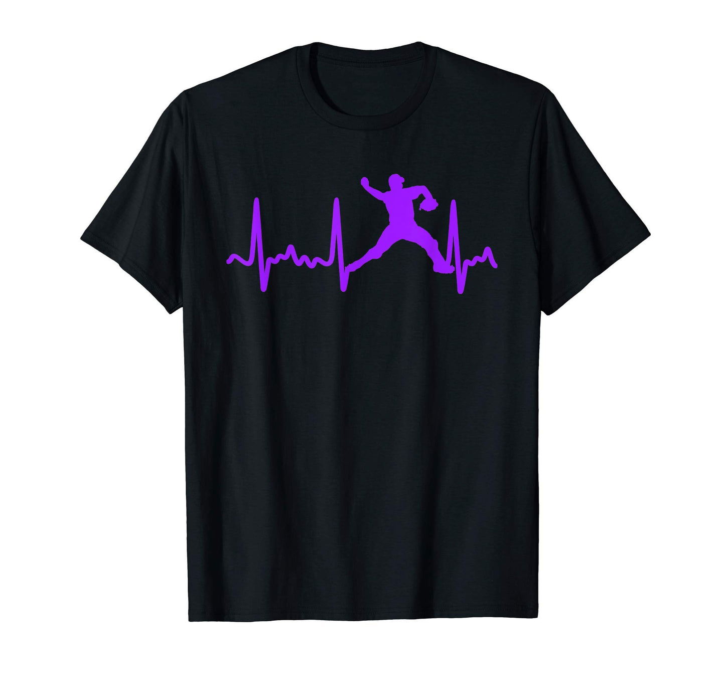 Purple Heartbeat Baseball Pitcher T-Shirt - Aesthetic Graphic for Adults - T-Shirt, Sweatshirt, Hoodie