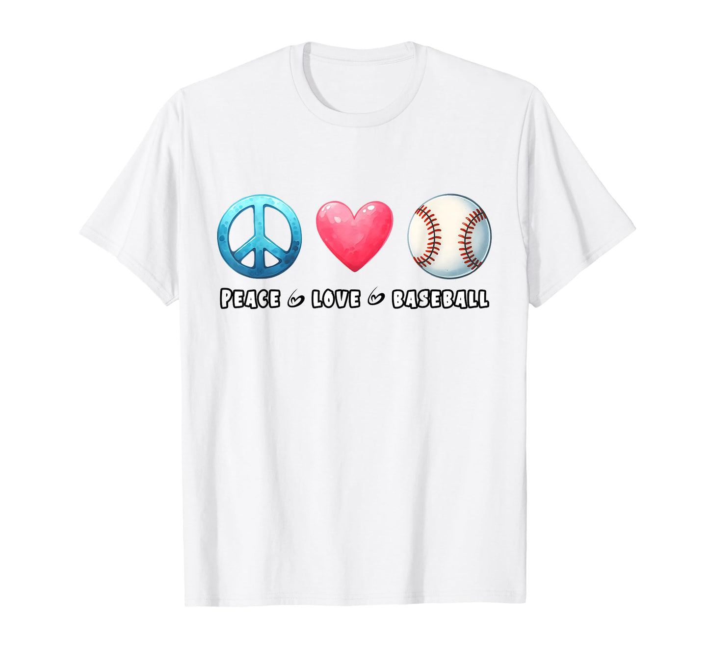 Peace Love Baseball Teen And Baseball T-Shirt - Minimalist Print Unisex - T-Shirt, Sweatshirt, Hoodie